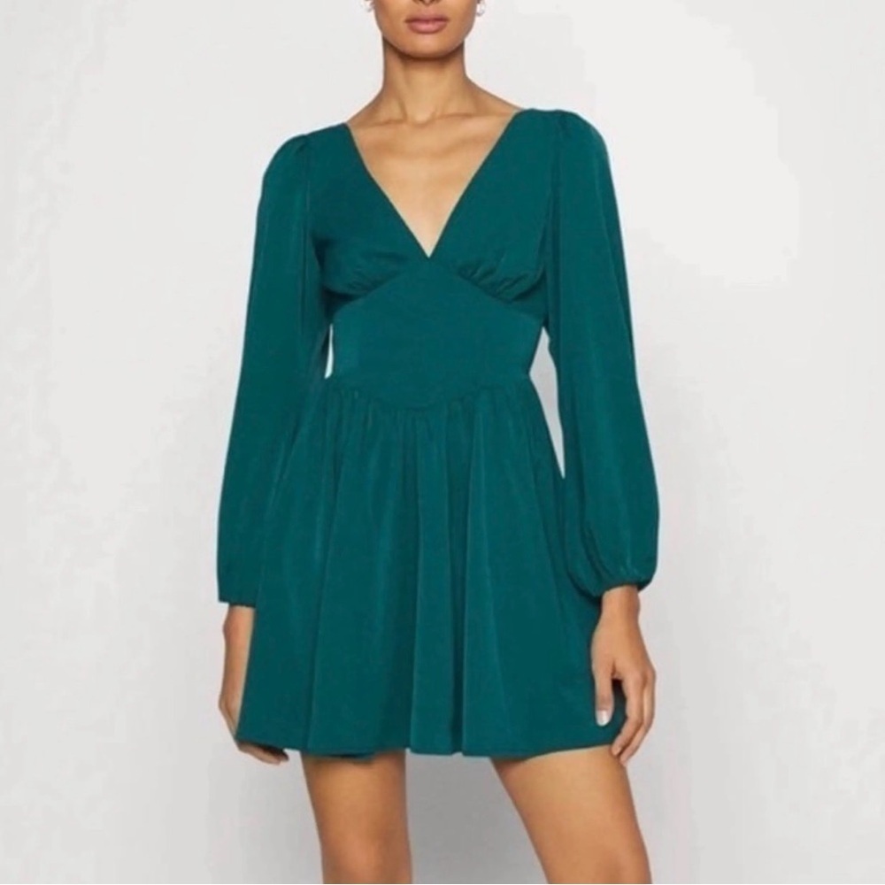 abercrombie & fitch corset long sleeve v neck mini dress size xs